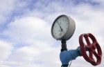 A pressure gauge is pictured at a Ukrainian gas compressor station in the village of Boyarka