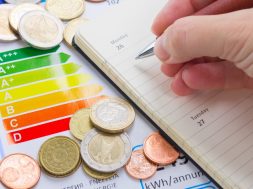 Energy efficiency concept with energy rating chart