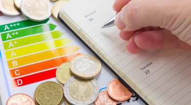 Energy efficiency concept with energy rating chart