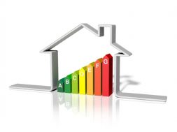 3d illustration of energy efficient house, over white background