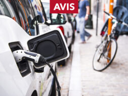 Electric car being charged