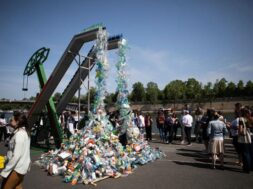 Unveiling Giant Art Installation ahead of Global Plastic Treaty Negotiations in Paris