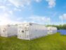 Amount of energy storage systems or battery container units with solar and turbine farm
